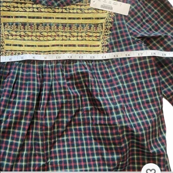 NWT JCREW $88 Embroidered peasant top in plaid - Picture 5 of 10